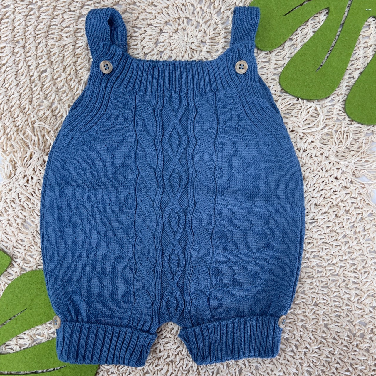 Jardineira Curta de Linha Losango - Azul Jeans